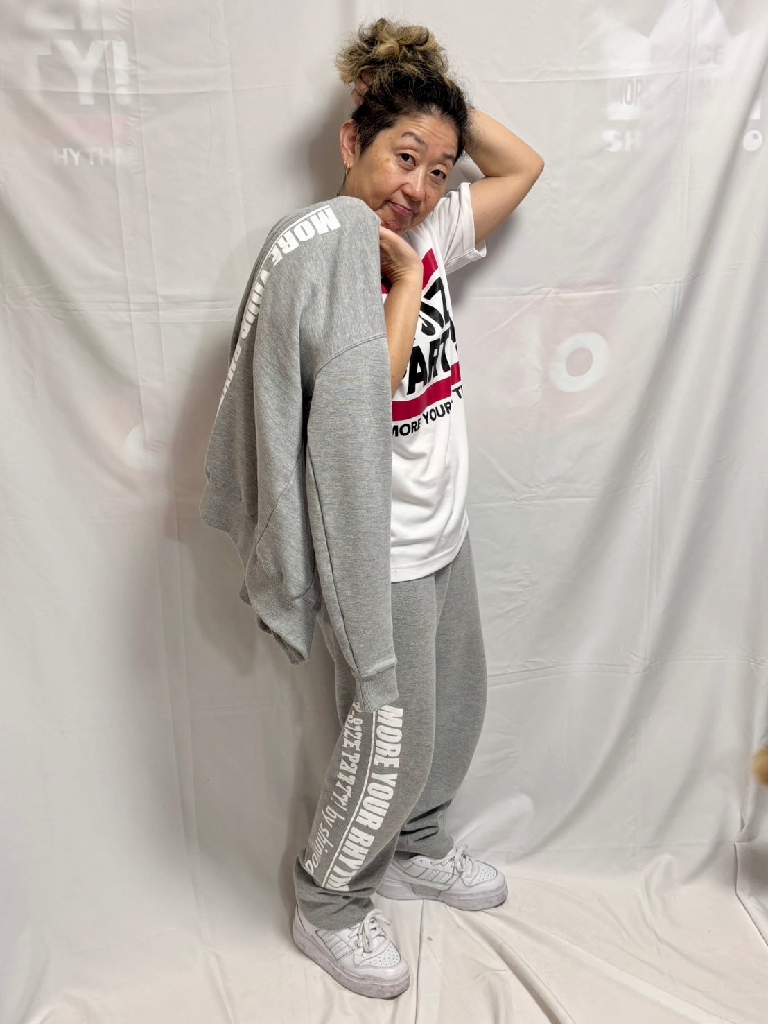 Regular Weight Sweatpants Side Logo (Gray x Pink) [Matching Set Available]