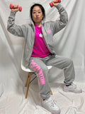 Regular Weight Sweatpants Side Logo (Gray x Pink) [Matching Set Available]