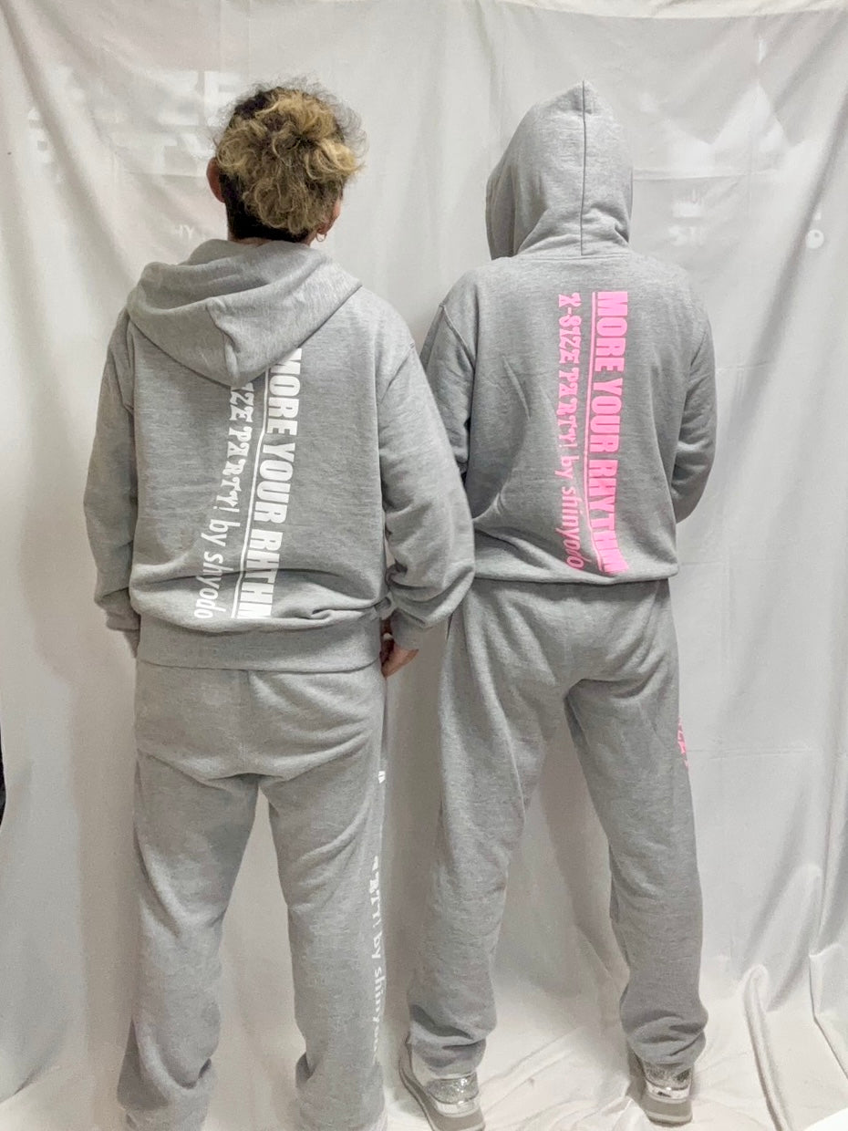 Regular Weight Sweatpants Side Logo (Gray x Pink) [Matching Set Available]