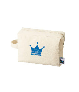 ミニ王冠コットンキャンバスファスナーポーチ（ブルー）